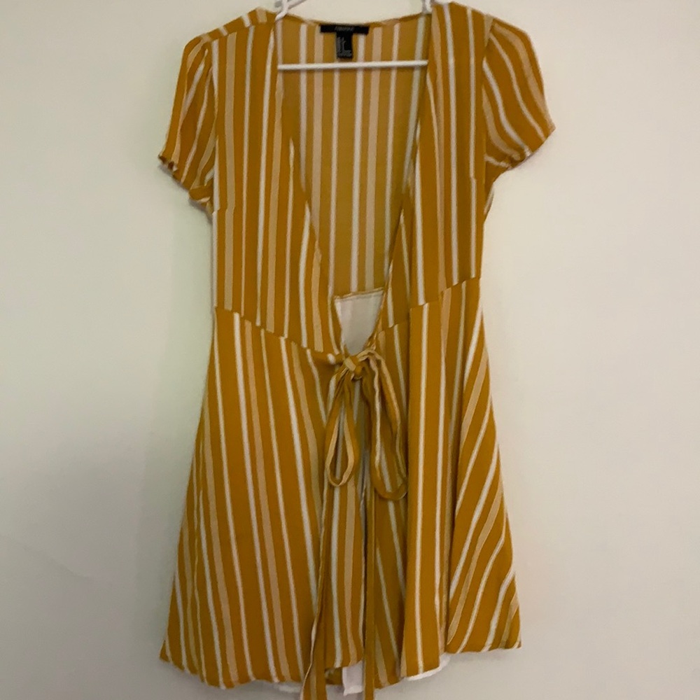 Adjustable striped wrap dress